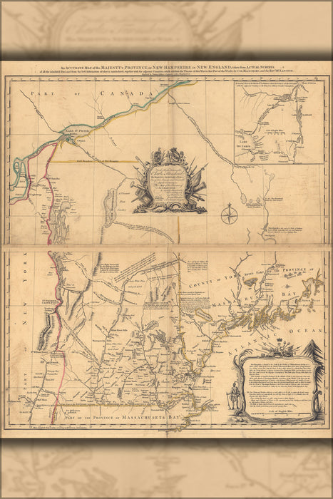 24"x36" Gallery Poster, Map His Majestys Province New Hampshire 1768