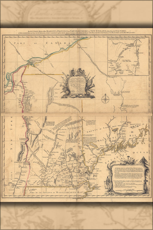 24"x36" Gallery Poster, Map His Majestys Province New Hampshire 1768