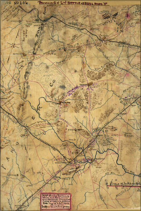 24"x36" Gallery Poster, Map Jacksons flank march 2nd Battle Bull Run 1862