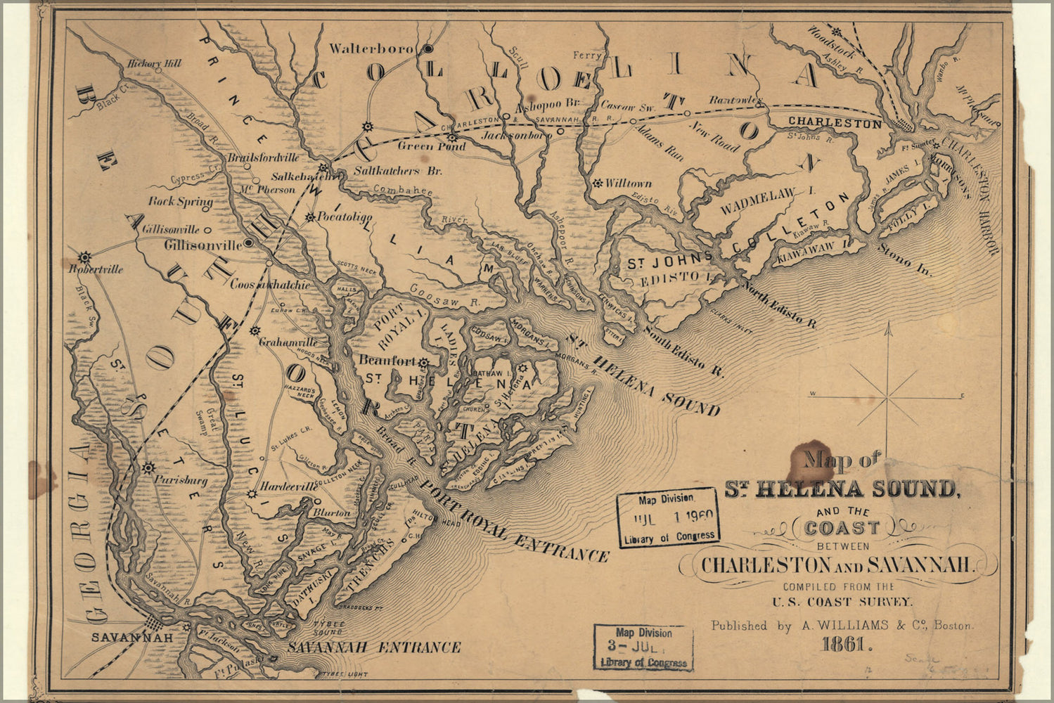 24"x36" Gallery Poster, Map St. Helena Sound Charleston Savannah 1861 p1