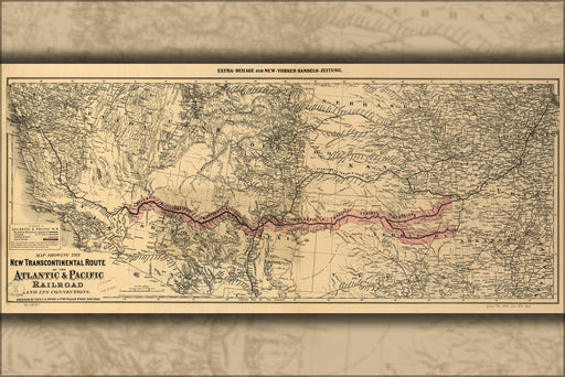 24"x36" Gallery Poster, Map atlantic & pacific transcont. Railroad 1883