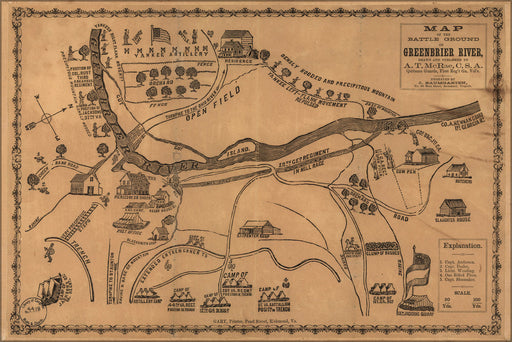 24"x36" Gallery Poster, Map battle field Greenbrier River w virginia 1861