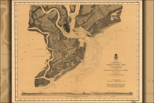 24"x36" Gallery Poster, Map defences of Charleston city & harbor 1865 p2