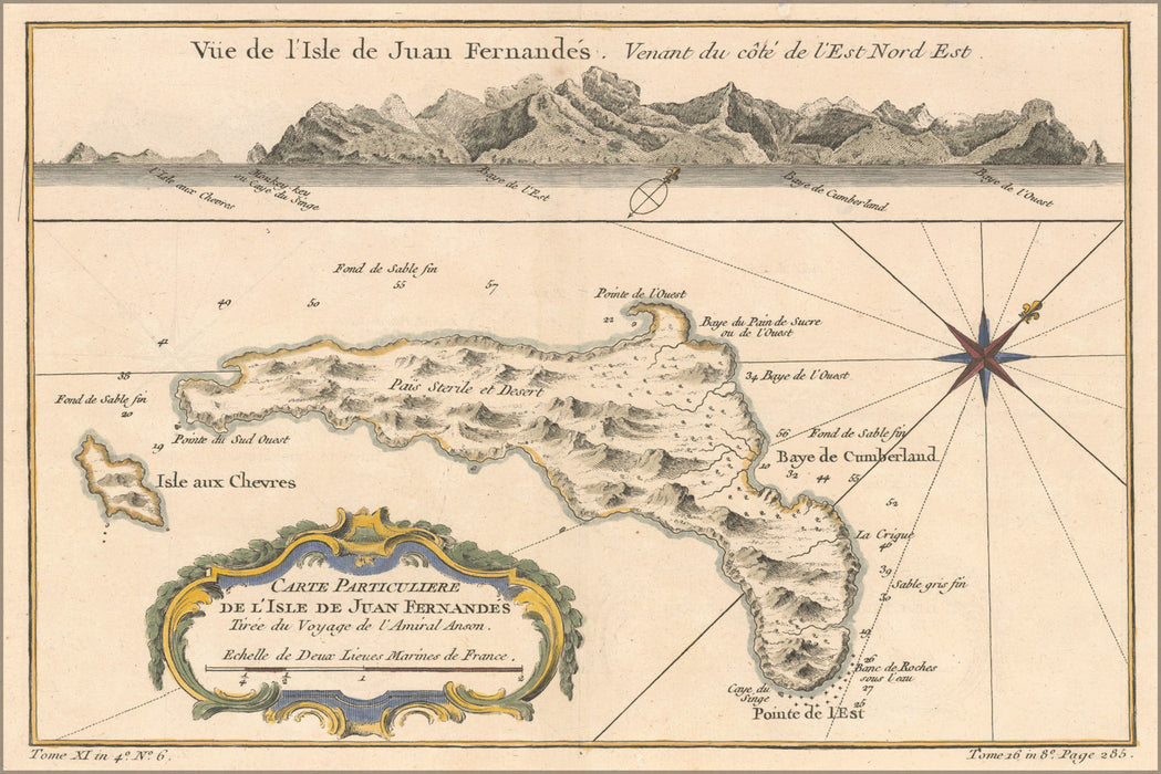 24"x36" Gallery Poster, Map juan fernandez island 1753