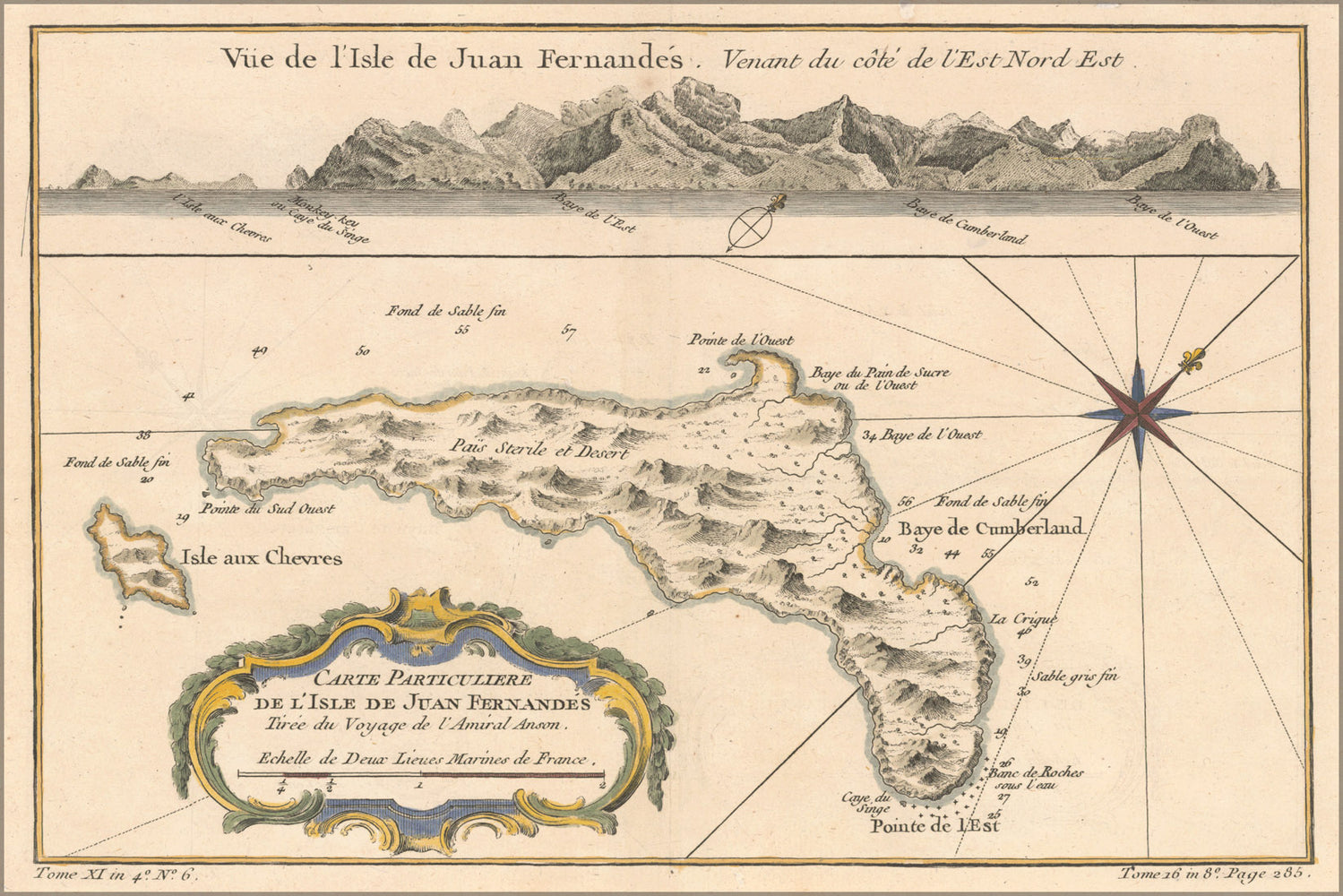 24"x36" Gallery Poster, Map juan fernandez island 1753