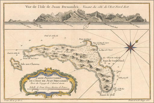 24"x36" Gallery Poster, Map juan fernandez island 1753
