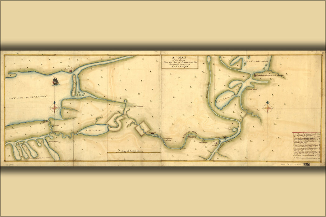 24"x36" Gallery Poster, Map of Albany new york to Fort Osswego 1750