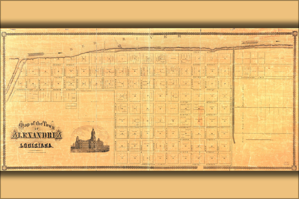 24"x36" Gallery Poster, Map of Alexandria Louisiana 1872