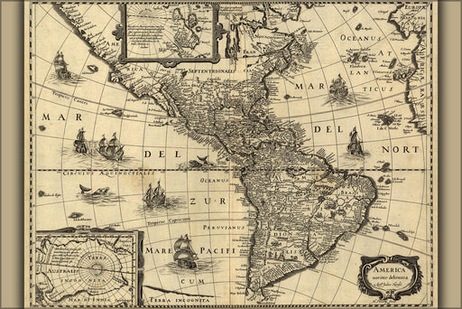 24"x36" Gallery Poster, Map of America 1637