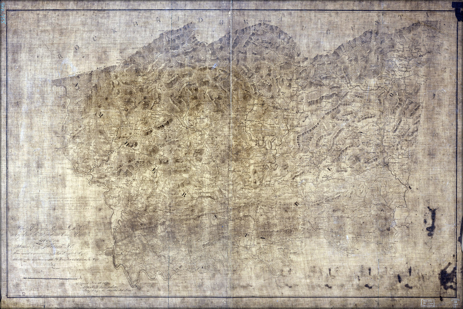 24"x36" Gallery Poster, Map of Amherst & Nelson co. virginia 1864