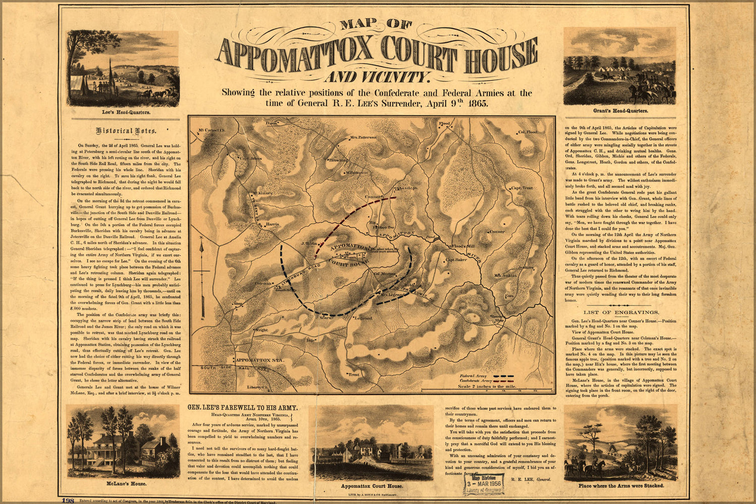 24"x36" Gallery Poster, Map of Appomattox Court House and vicinity 1866
