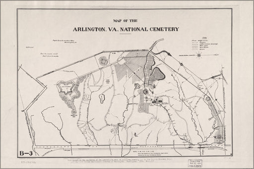 24"x36" Gallery Poster, Map of Arlington, Virginia National Cemetery 1892