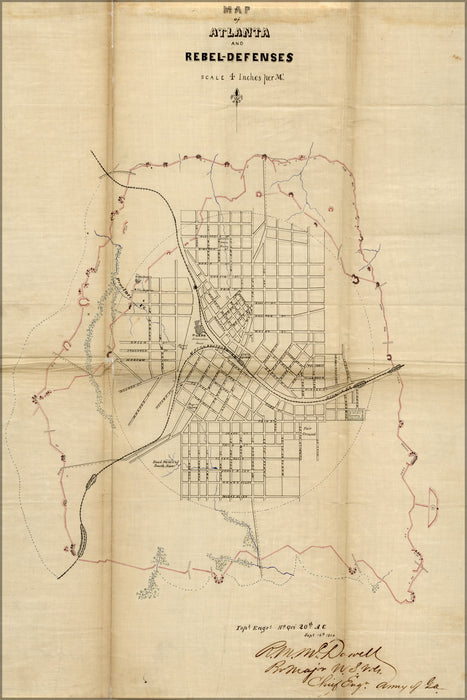 24"x36" Gallery Poster, Map of Atlanta and Rebel Defenses, Sept. 16, 1864