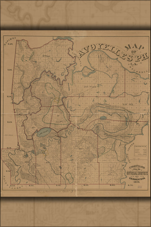 24"x36" Gallery Poster, Map of Avoyelles Parish, Louisiana 1879