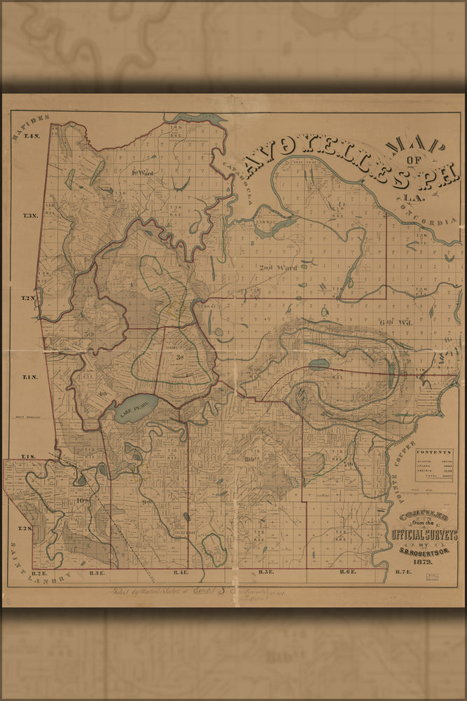 24"x36" Gallery Poster, Map of Avoyelles Parish, Louisiana 1879