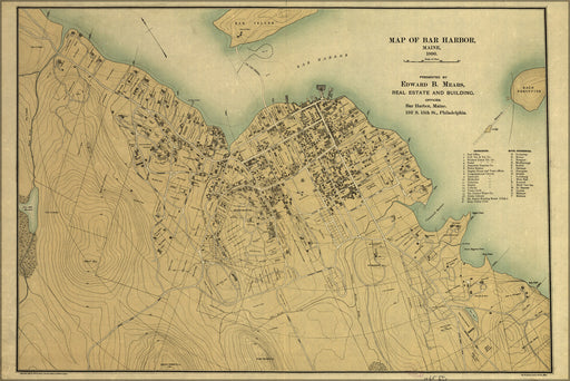24"x36" Gallery Poster, Map of Bar Harbor, Maine, 1896