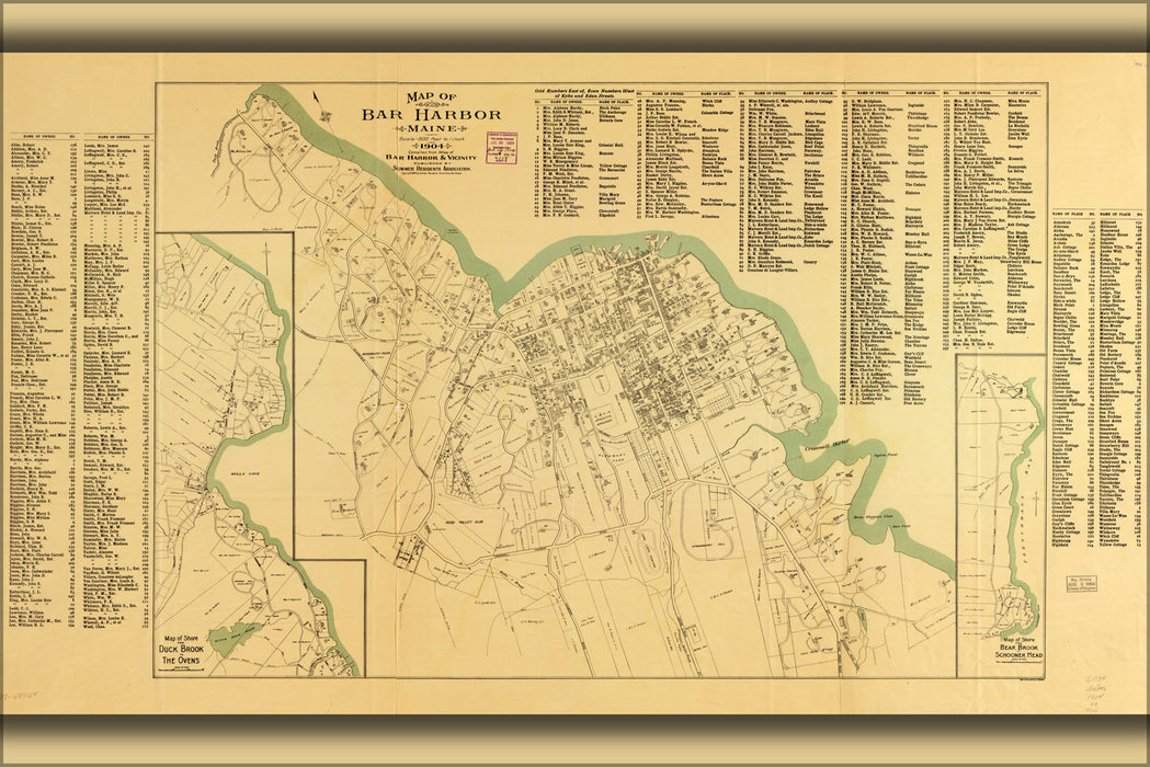 24"x36" Gallery Poster, Map of Bar Harbor, Maine, 1904
