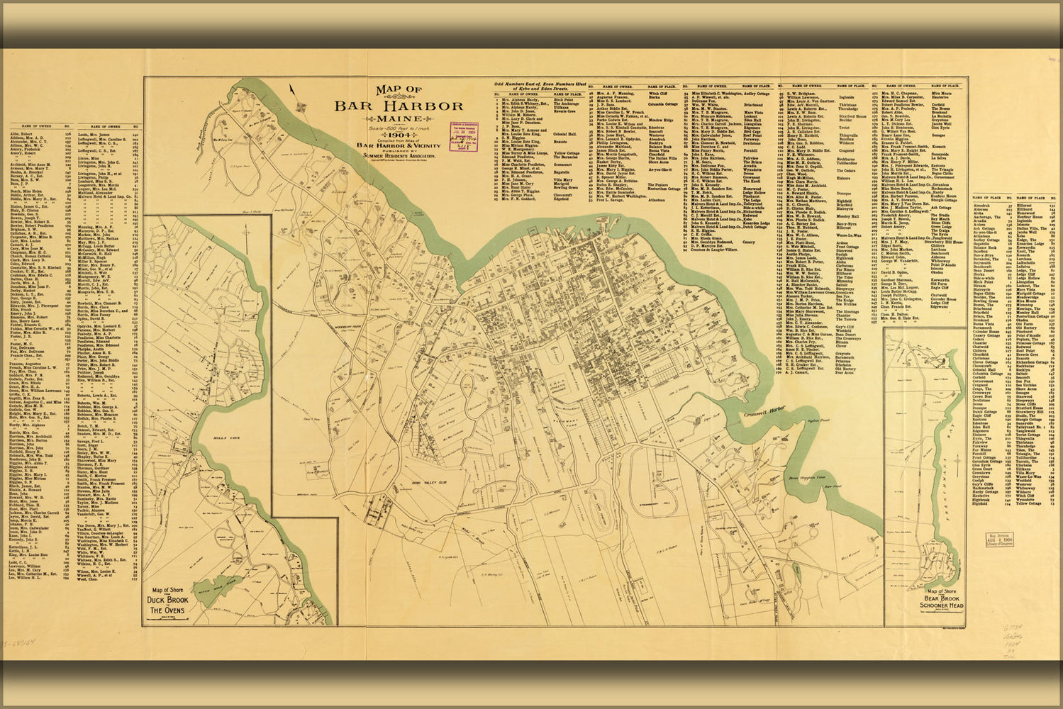 24"x36" Gallery Poster, Map of Bar Harbor, Maine, 1904