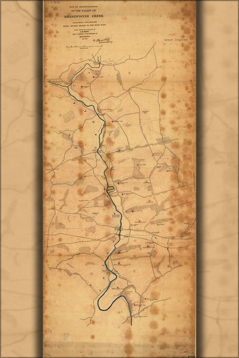 24"x36" Gallery Poster, Map of Brandywine Creek pennsylvania 1863