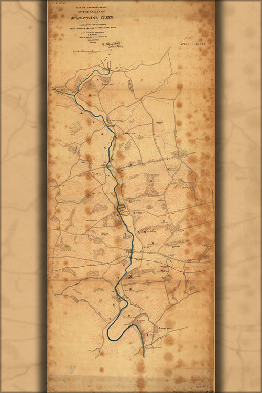 24"x36" Gallery Poster, Map of Brandywine Creek pennsylvania 1863