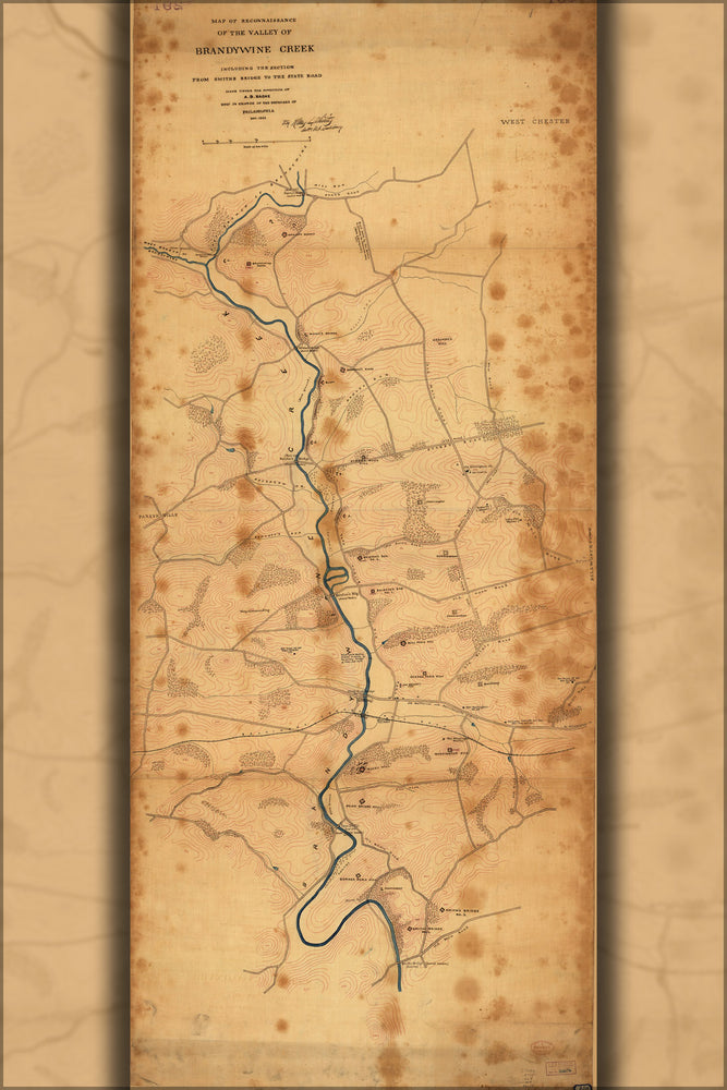 24"x36" Gallery Poster, Map of Brandywine Creek pennsylvania 1863