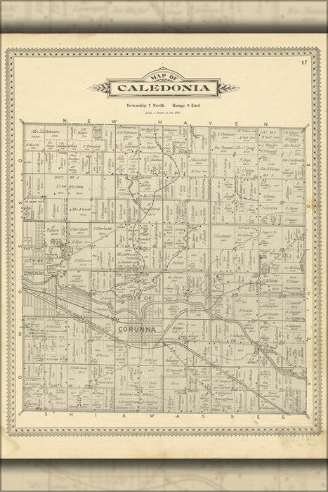 24"x36" Gallery Poster, Map of Caledonia 1895