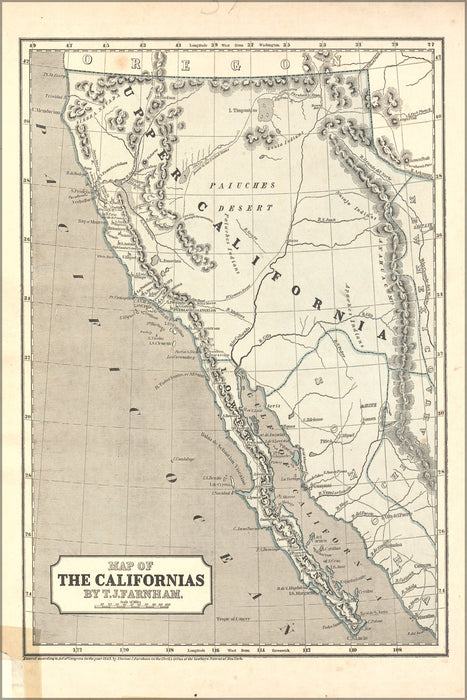 24"x36" Gallery Poster, Map of California 1842