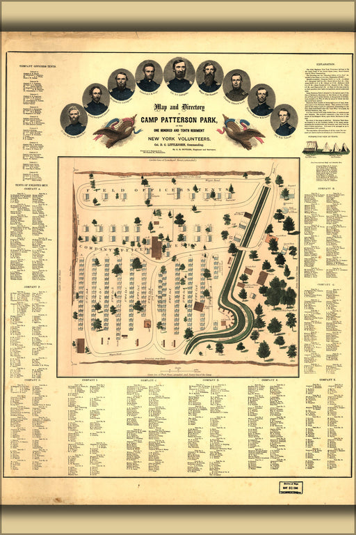 24"x36" Gallery Poster, Map of Camp Patterson Park Baltimore Maryland