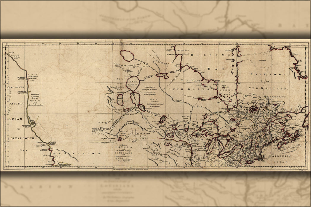 24"x36" Gallery Poster, Map of Canada & louisiana pre united states 1768