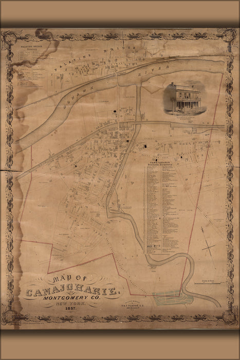 24"x36" Gallery Poster, Map of Canajoharie, New York 1857