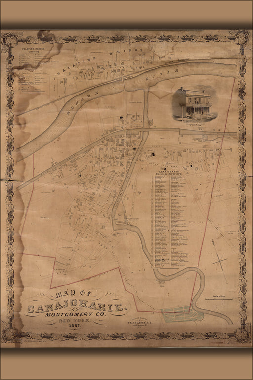 24"x36" Gallery Poster, Map of Canajoharie, New York 1857