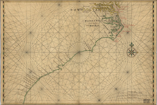 24"x36" Gallery Poster, Map of Chesapeake Bay to Florida 1639 in dutch