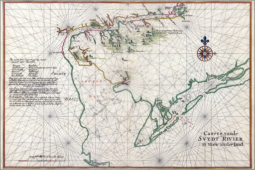 24"x36" Gallery Poster, Map of Delaware Bay 1639 named godyn's bay
