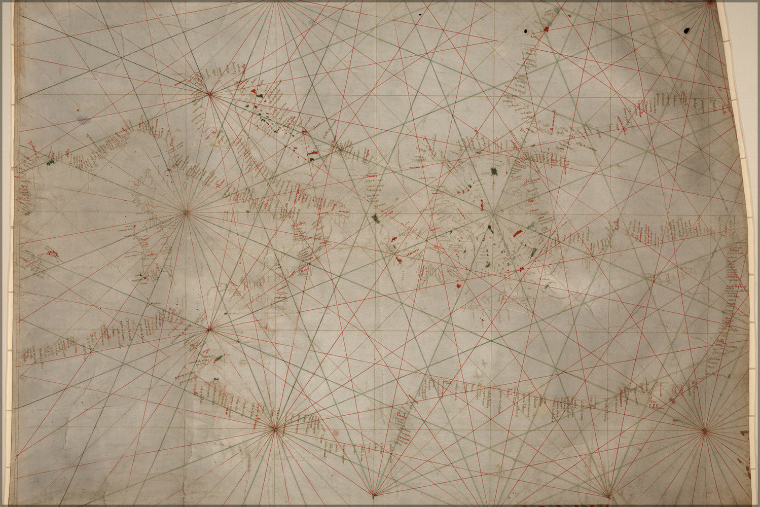 24"x36" Gallery Poster, Map of Eastern mediterranean Sea Italy Greece Egypt Crete 14th century