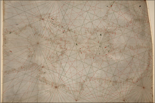 24"x36" Gallery Poster, Map of Eastern mediterranean Sea Italy Greece Egypt Crete 14th century