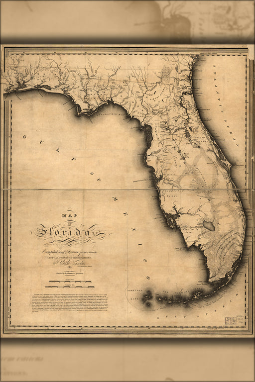 24"x36" Gallery Poster, Map of Florida 1823