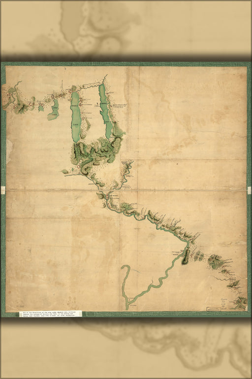 24"x36" Gallery Poster, Map of Gen Sullivan march to Senaca & Cayuga 1779