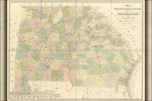 24"x36" Gallery Poster, Map of Georgia & Alabama 1839