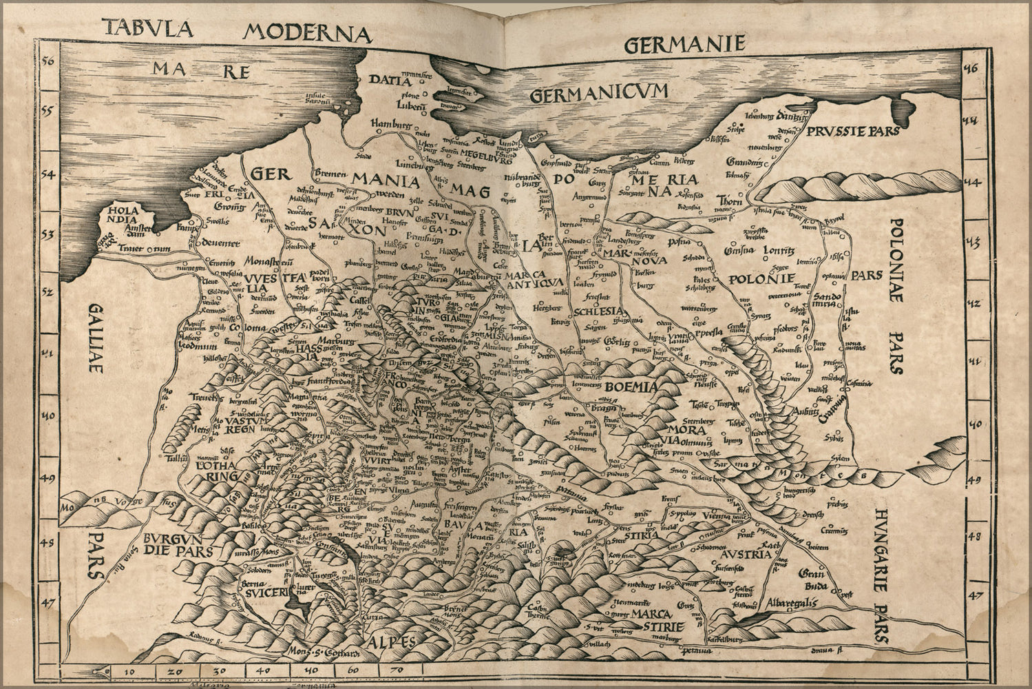 24"x36" Gallery Poster, Map of Germany 1513