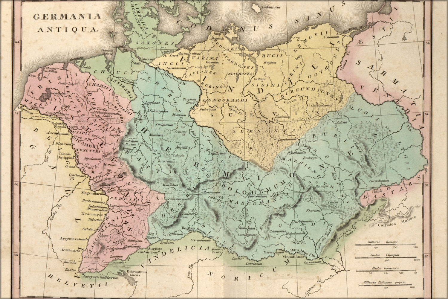 24"x36" Gallery Poster, Map of Germany in Antiquity 1826