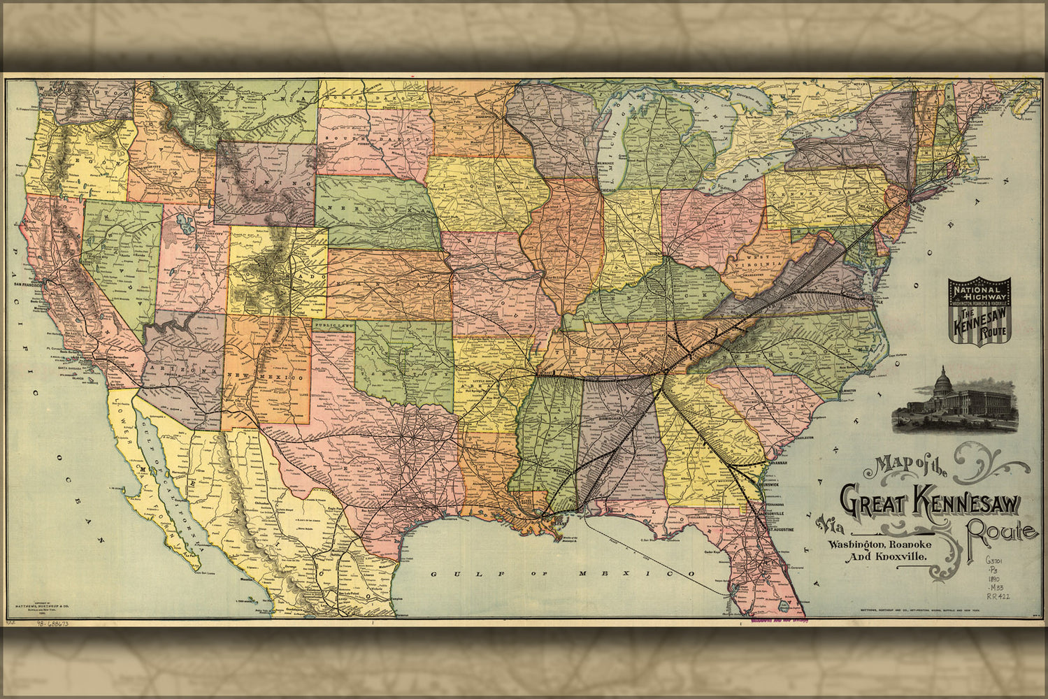 24"x36" Gallery Poster, Map of Great Kennesaw railroad united states 1890