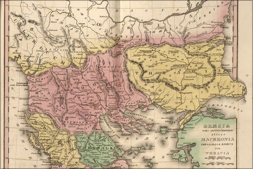 24"x36" Gallery Poster, Map of Greece Macedonia Thrace in antiquity 1826