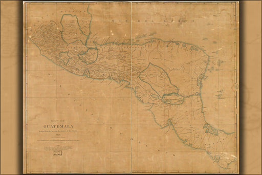 24"x36" Gallery Poster, Map of Guatemala 1826