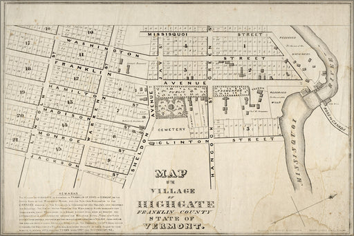 24"x36" Gallery Poster, Map of Highgate, Franklin County, Vermont 1836