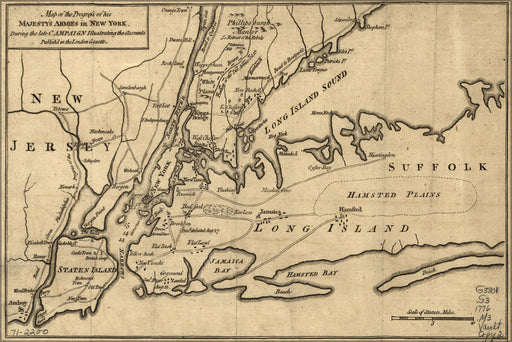 24"x36" Gallery Poster, Map of His Majesty's armies in New York 1776