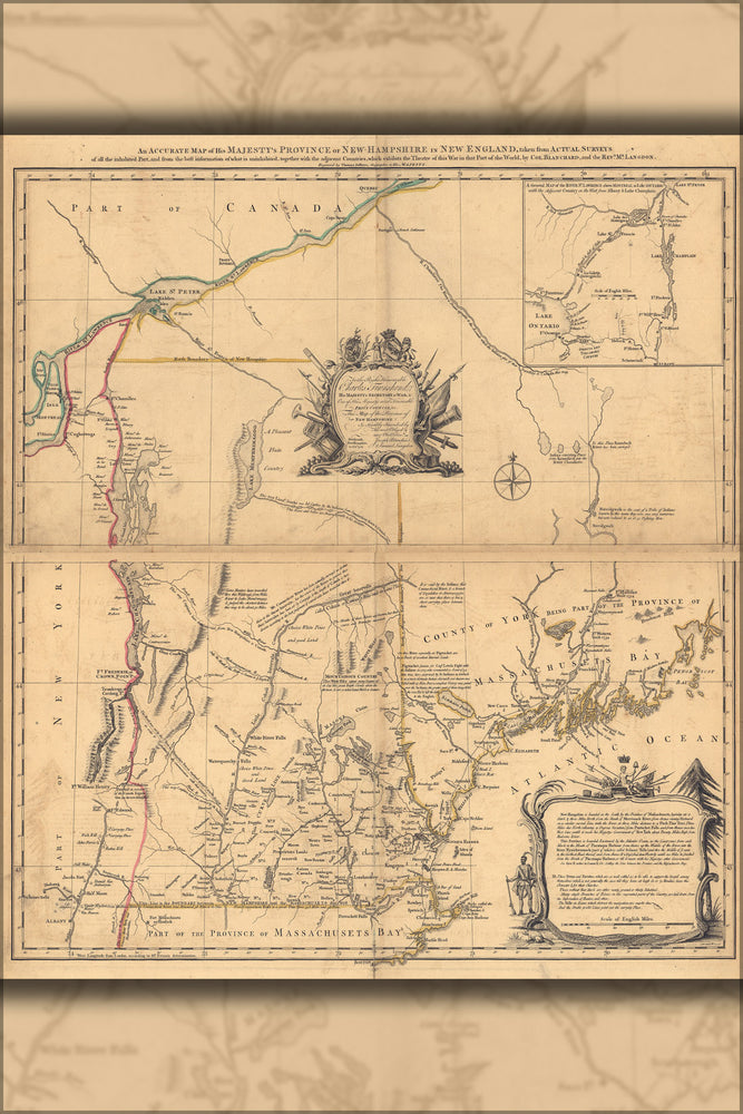 24"x36" Gallery Poster, Map of His Majestys Province New Hampshire 1768