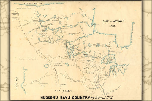 24"x36" Gallery Poster, Map of Hudsons Bay Great Lakes and Plains c1785