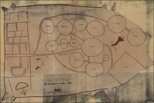 24"x36" Gallery Poster, Map of Indians to nw of South Carolina 1929