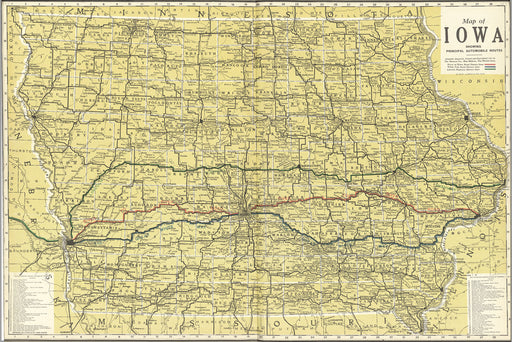 24"x36" Gallery Poster, Map of Iowa Automobile Routes 1914