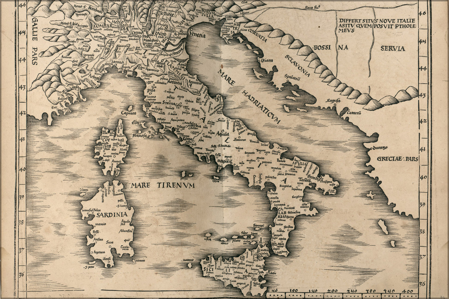 24"x36" Gallery Poster, Map of Italy 1513 p1